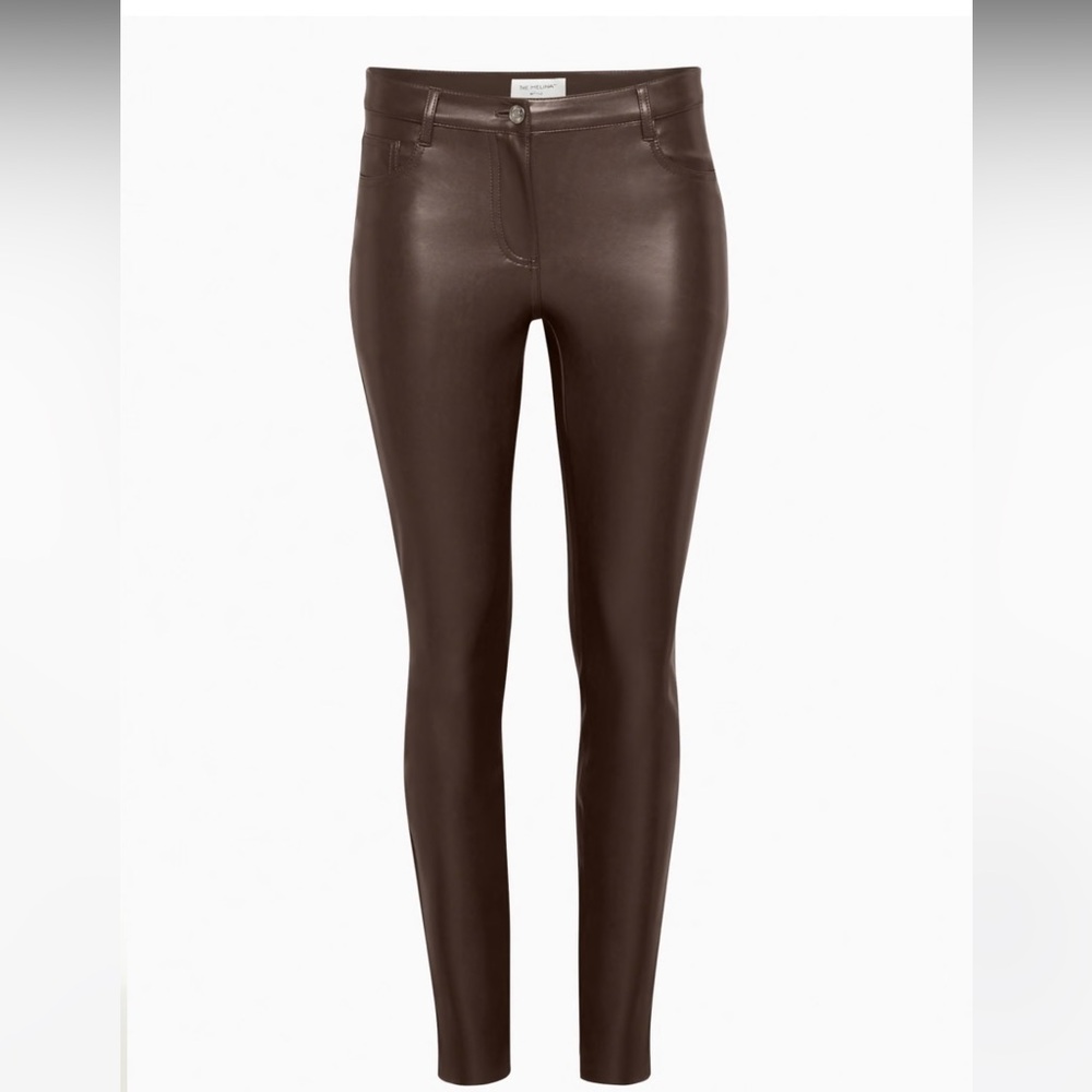 Melina Low Rise Slim Pant Brown Leather
